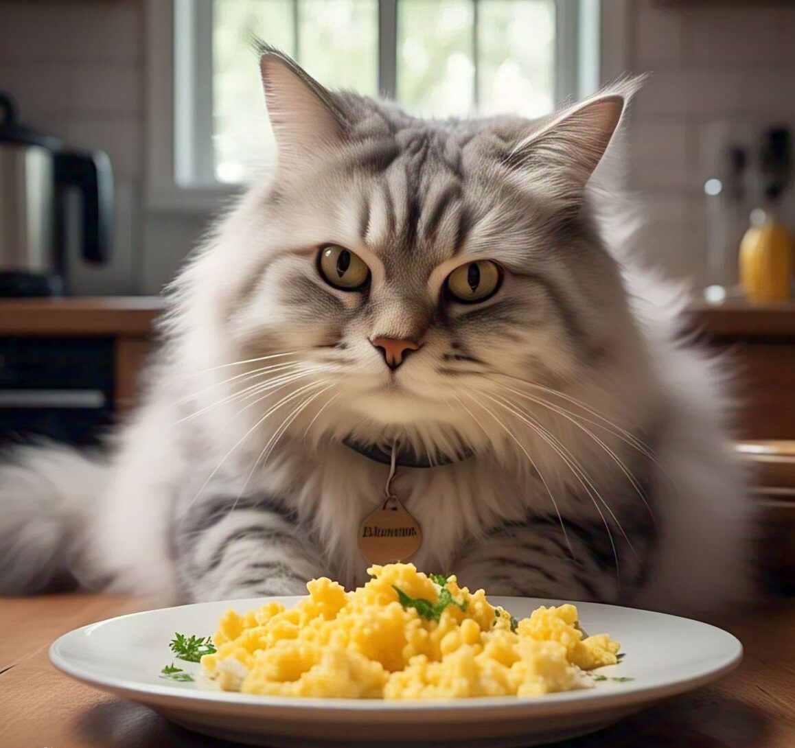 cats eat scrambled eggs